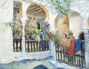 Pause Cafe Dans La Casbah D'alger by Edouard Herzig