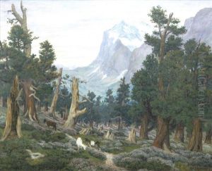Paysage Alpin Avec Chevres by Gottfried Herzig