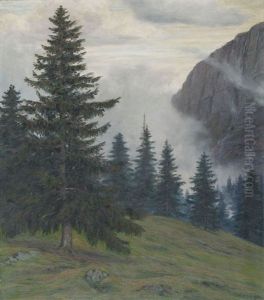 Waldhang Im Gebirge by Gottfried Herzig