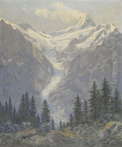 Schreckhorn Und Der Obere Grindelwaldgletscher by Gottfried Herzig