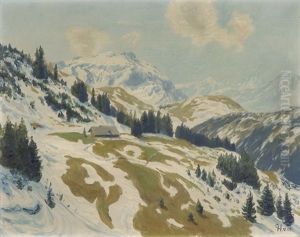 Winterliche Gebirgslandschaft by Gottfried Herzig