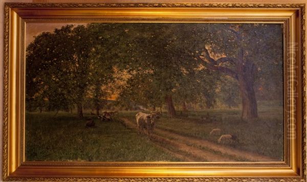 Verger Avec Vaches Et Moutons - view 1