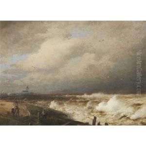 Storm On The Friesland Coast by Hermann Herzog