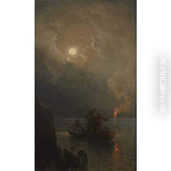Fishing For Salmon By Moonlight - view 1