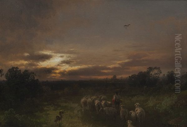 Florida Landscape With Shepherd And Dog - view 1