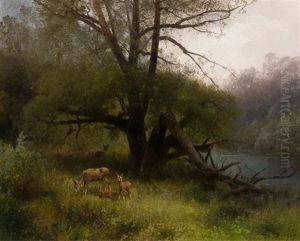 Deer Family by Hermann Herzog
