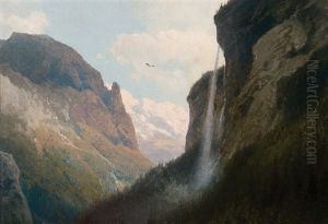 Mountain Top Waterfall by Hermann Herzog