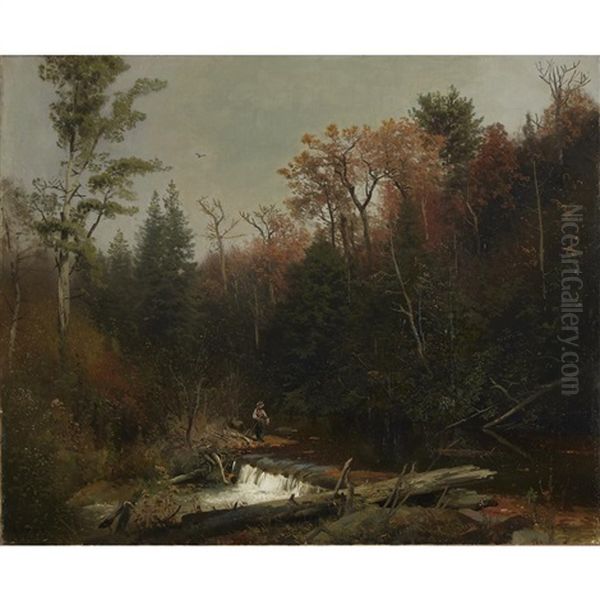 Traveller By A Woodland Stream - view 1