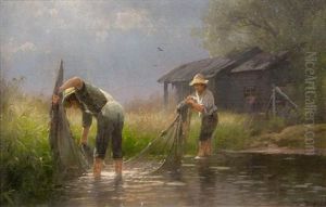 Fishing For Minnows by Hermann Herzog