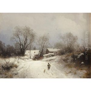 Pennsylvania Farm In Winter by Hermann Herzog