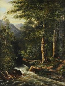 Woodland Stream by Hermann Herzog