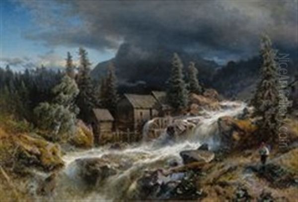 Norwegische Landschaft Mit Aufkommendem Gewitter - view 1