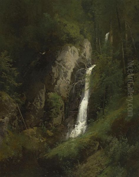 Sunlit Waterfall - view 1