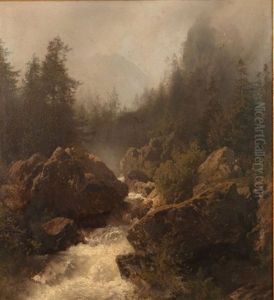 Cascades Of The Reichenbach Switzerland by Hermann Herzog