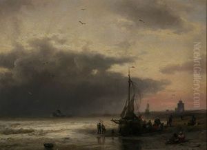 Approaching Storm Off The Coast by Hermann Herzog
