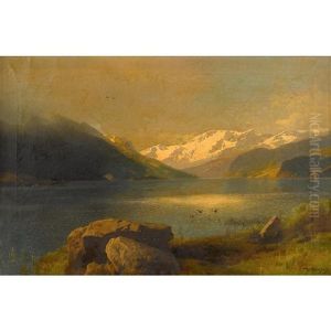 Glacial Lake With Flying Geese