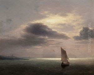 Sailing At Sunset by Hermann Herzog