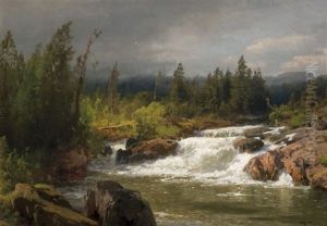 River Landscape by Hermann Herzog