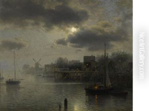 Moonlight In Holland by Hermann Herzog