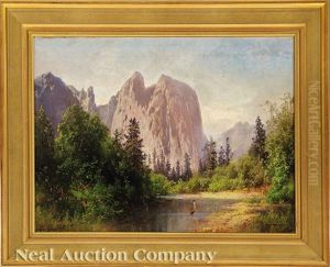 View Of Sentinel Rock In Yosemite Valley by Hermann Herzog