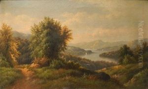Summer Landscape With River And Sailboats In The Distance