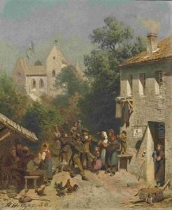 Musikkapelle Vor Der Dorfschenke by Hermann Herzog