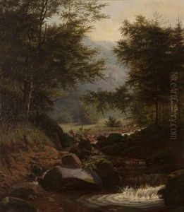Deer In A Forest Landscape Deer In A Forest Landscape