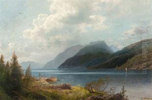 Mountain Lake, Sagne Fjord, Norway by Hermann Herzog