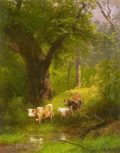 Waldlandschaft Mit Vieh by Hermann Herzog