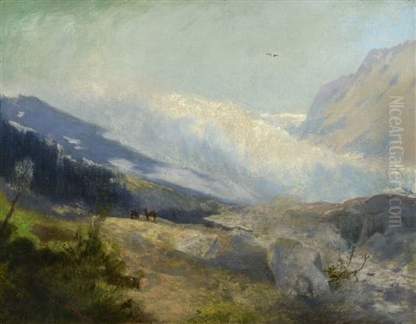 Elk Below The Glacier - view 1