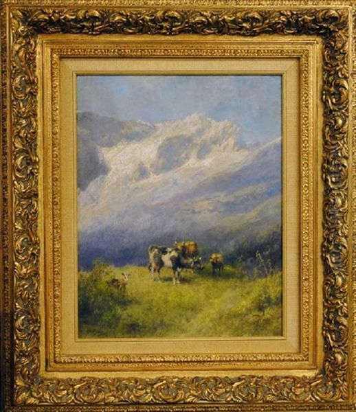 Mountain Landscape With Cows And Goat - view 1