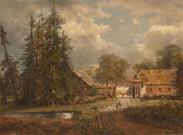 Farm Houses In Approaching Storm - view 1