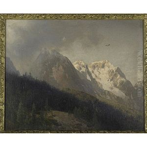 Swiss Mountain Scene by Hermann Herzog