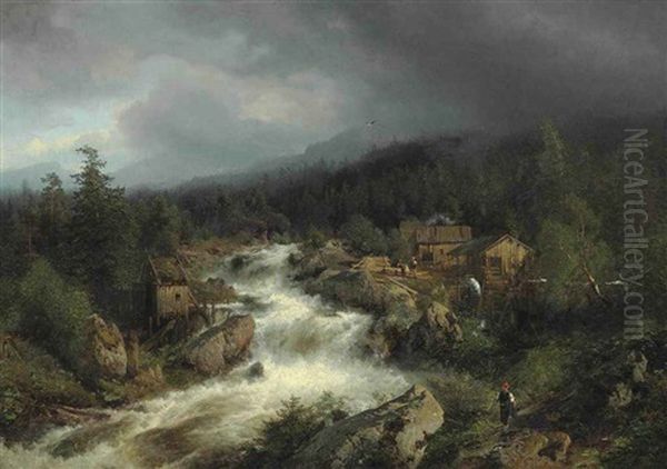 Boy By A Waterfall - view 1