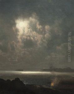 Moon Over The Bay by Hermann Herzog