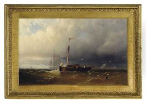 A Sailing Boat In A Storm By The Coast