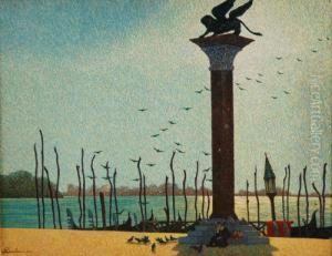 "il Leone Di San Marco" 1926 Olio Su Compensato Firmato E Datato In Basso A Sinistra. In Cornice by Ernesto Barbero