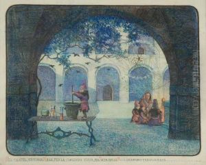 "la Fata Delle Rose" 1919 Pastello Per L'illustrazione Della Fiaba Di Questa Fata . Firmato E Datato In Basso A Destra. Iscritto In Basso. Etichetta Al Retro. In Cornice by Ernesto Barbero