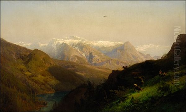 Mountain Landscape With Cattle - view 1