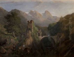 Scene D'embuscade Dans Un Paysage Montagneux