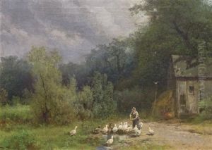 Feeding The Geese by Hermann Herzog