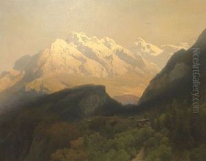 The Engelhorner Near Rosenlani Switzerland by Hermann Herzog