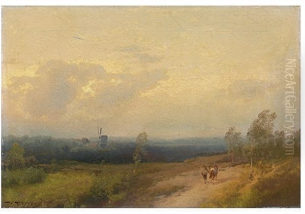 A Panoramic View Of A Landscape With A Windmill - view 1