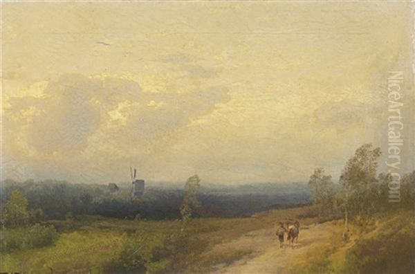 A Panoramic View Of A Landscape With A Windmill - view 1