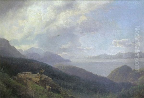 Landscape With Elk And Eagle - view 1