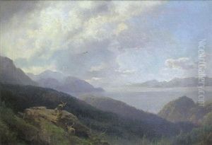 Landscape With Elk And Eagle