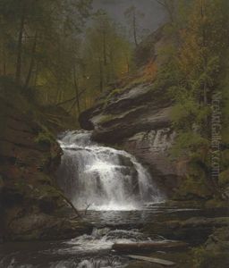 Waterfall In The Wilderness by Hermann Herzog