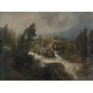 Rushing Stream by Hermann Herzog