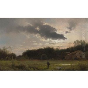 Hunter At Sunrise by Hermann Herzog