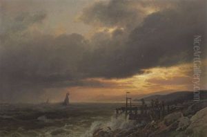 Sunset On The Coast Of Maine Near Port Clyde by Hermann Herzog